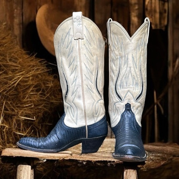 Size 7.5 C - 1970’s Ralph Lauren Iconic Cowboy Western Boots Lizard - Picture 3 of 7